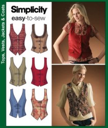 4079 SIMPLICITY EZ SASSY BACK TIED BUTTON VESTS PATTERN 6-14,14-22 CHOICE